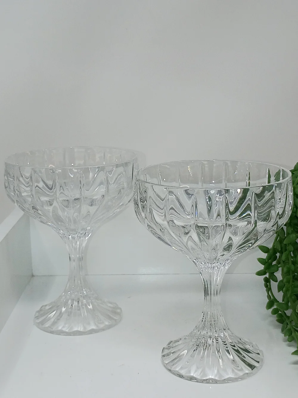 Set of 2 Mikasa Park Lane Pressed Glass Dessert Coupe Glasses